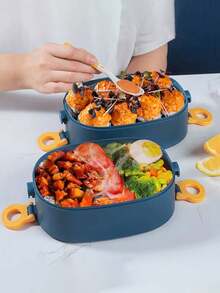 SHEIN 800/1400/2000 Milliliter Multi-Color Bento Box Set, Reusable, Leak-Proof Bento Box With Three Layers, No BPA Lunch Box, Insulated Bento Box, School Bento Box, Office Lunch Box, Travel Bento Box, Stackable, For Microwave, Dishwasher, And Refrigerator, Bento Box - Multicolor - View 5