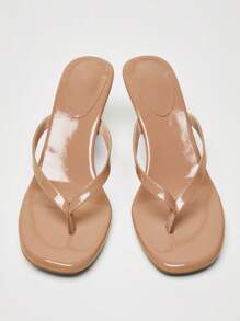 SHUZIA Sandal gót vuông đế PU tối giản cho nữ - Màu be - Xem 6