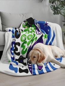 THE POWERPUFF GIRLS X SHEIN 1 件抽象怪物羊毛盖毯毛绒柔软轻便宠物友好深色装饰卧室客厅居家办公哥特风格舒适成人个性单品 - 彩色 - 查看 7