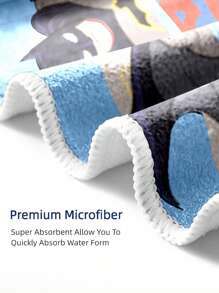 SUPERMAN X SHEIN Khăn choàng tắm biển họa tiết hoạt hình - Khăn du lịch siêu mềm, thấm hút tốt, không xơ vải, nhẹ, tiện lợi khi đi hồ bơi, bãi biển, spa - Thiết kế siêu anh hùng không thể thiếu cho những chuyến phiêu lưu ngoài trời - Màu xanh lam - Xem 5