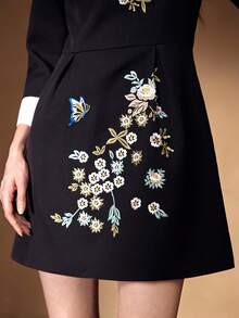 MOTF PREMIUM 刺绣拉链后背二合一短裙 - 黑色 - 查看 2