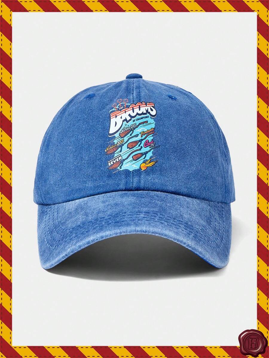 HARRY POTTER X SHEIN Cute Blue Baseball Cap With Letter & Cartoon Pattern - Royal Blue - View 1