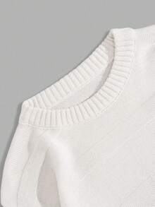 EURMUSE Men Rib Knit Crew Neck FW Fashion Regular Sweater - White - View 3