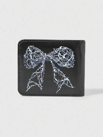 Kawaii محفظة قصيرة عادية مطبوعة بالأشواك والفيونكة بطراز جوثيك، محفظة صغيرة مزودة بسحاب للعملات، محفظة جيب بطراز بانك، مناسبة للجنسين، للهالوين