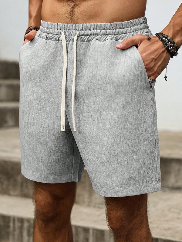 Manfinity Homme Men's Drawstring Waist Pockets Loose Casual Versatile Shorts