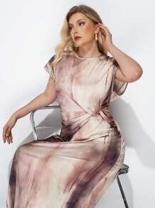 Maija 加大码花卉印花扭纹装饰修身长裙，都市风格女装 - 彩色 - 查看 5