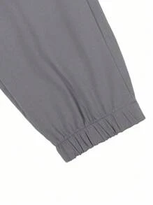 Manfinity Homme 男士抽绳腰口袋卷边休闲裤，秋季 - 深灰色 - 查看 6