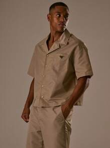 Musero Short Sleeve Button Through Revere Collar Premium Shirt Top Front Pocket Detailing Branded Patch Fall/Autumn Winter