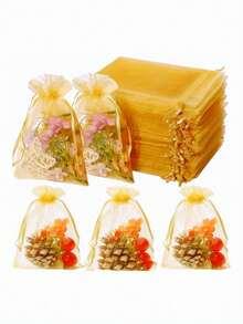 10/50/100PCS, Organza Gift Packaging Bags, Gold Organza Candy Bags, Christmas Colorful Multi-Color Gift Packaging Bags Table Supplies, Lavender Spice Packaging Bags, Christmas Home Supplies, Festival Wedding Party Favor Packaging Supplies - Multicolor - View 11