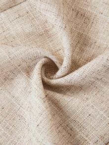 SHEIN Ellevyn 女士方领不对称下摆亚麻质感长袖上衣和直筒裤两件套，收腰显瘦，优雅休闲，适合春夏秋季穿着。 - 卡其色 - 查看 6