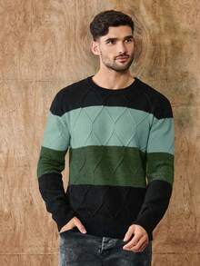 RueChic Farbblock-strickpullover Mit Rautenmuster Für Herren