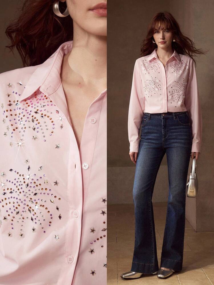 RHINESTONE BUTTON UP SHIRT