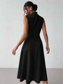 Firerie Women's Elegant Minimalist Delicate Romantic Sweet Daily Commute Wedding Party Music Festival Vacation Pleated A-Line Mini Dress, Red Camisole,Wedding Guest Dress,Elegant Dresses For Women - Black - View 7