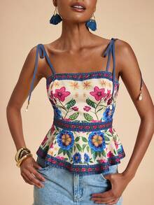 Travachic 女士度假印花雪纺吊带背心 - 彩色 - 查看 4