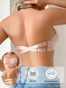 SHEIN 1pc Women's Solid Color Comfortable Wireless Bandeau Bra Strappy Bra Multiway Bra Convertible Bra Backless Bra Bandage Bra