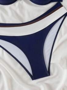 Swim Basics 2 Stücke/Set Damen Sommer Strand Urlaubs Mode unifarbener Push-Up gepolsterter Bikini Badeanzug Set