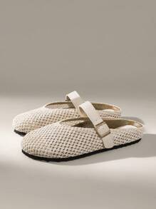 Solecia 男士厚底一脚蹬穆勒拖鞋，包头露跟凉鞋 - 杏色 - 查看 2