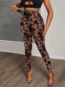 Slaydiva 复古蕾丝休闲针织紧身女式长款打底裤，适合夏季