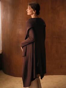 MOTF PREMIUM ASYMMETRICAL HEM SHAWL COLLAR RIBBED KNIT CARDIGAN