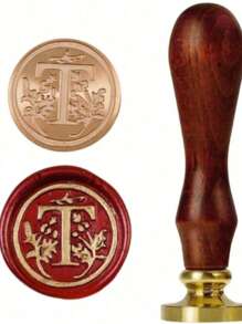 1 Pc Letter A-Z Wax Seal Stamp With Wooden Handle, Student Personalized Hand Account Wax Seal Paint Copper Head, Seal Wax Stamp Letter Paper Envelope Gift Invitation Card Sticker Hand Account Seal