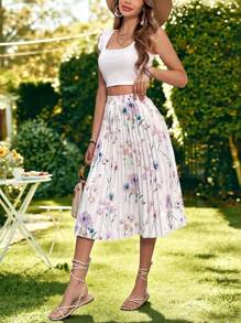 KARISMINA 女士花卉印花百褶裙