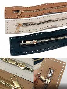 1pc Double Sided PU Leather Zipper Puller, Universal Luggage Hardware, Durable Woven Bag Straps With Pinholes, Elegant Double Sided Woven Faux Leather Zipper Puller, Bag Hardware, Leather Zipper, Woven Zipper Puller For DIY Bag Making, Suitable For Custom Handbags, Totes, Clutches And Accessories - Multicolor - View 2