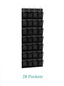 1 件多口袋 6 至 35 口袋牛津网门上鞋子收纳架坚固悬挂式衣柜储物节省空间鞋架适用于公寓宿舍房间整理节日礼物黑色