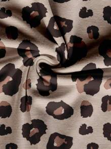 EMERY ROSE 加大码女式豹纹荷叶边下摆圆领短袖衬衫，休闲度假时尚，适合返校、返校节、夜间外出 - 彩色 - 查看 4