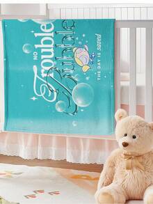 THE POWERPUFF GIRLS X SHEIN 泡泡图案毛毯蓝绿色美学柔软蓬松盖毯舒适卡通床罩卡哇伊可爱闪亮装饰 - 彩色 - 查看 7