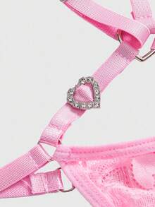 ROMWE Kawaii Spitzen-Herz-Metall-String-Höschen für Frauen