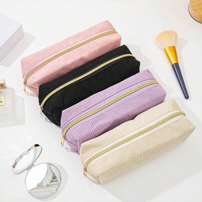 1pc Simple Large-Capacity Pen Case, Corduroy Material Multifunctional Pen Case, School Supplies Pencil Pouch, Soft And Stiff Pencil Case, Back To School, School Supplies, Pencil Pouch, School Bag