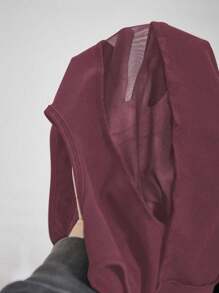 SHEIN Malla negra minimalista con empalme para niñas preadolescentes, ajuste ceñido para la escuela, entrenamiento profesional, ballet, gimnasia, estudio de danza, leotardo de danza - Burdeos - Ver 7