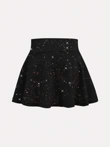 SHEIN 2 件套年轻女孩运动服套装 - 弹力星空印花裙，舒适休闲、瑜伽、返校 - 彩色 - 查看 4