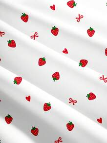 SHEIN EZwear 休闲简约圆领草莓蝴蝶结印花可爱短袖宽松T恤，适合夏季、海滩度假、毕业季、Y2K风格、夏季休闲上衣、街头潮流、复古风、返校季 - 彩色 - 查看 9