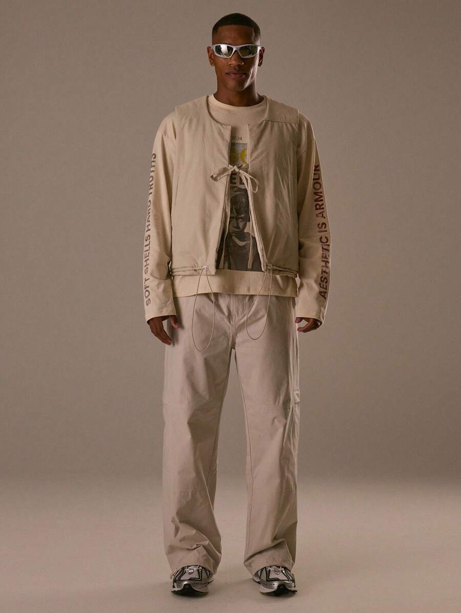Musero Men Nylon Baggy Suit Jogger Pants Fall/SPRING SUMMER Clothes - Beige - View 1