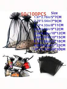 10/50/100PCS, Organza Gift Packaging Bags, Gold Organza Candy Bags, Christmas Colorful Multi-Color Gift Packaging Bags Table Supplies, Lavender Spice Packaging Bags, Christmas Home Supplies, Festival Wedding Party Favor Packaging Supplies - Multicolor - View 8