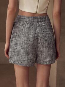 MOTF PREMIUM TWEED SLANT POCKET SHORTS - Grey - View 4