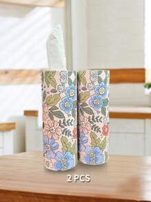 SHEIN 1/2包高品质车用/家用纸巾，圆柱形外观，精美花卉图案设计！吸水纸巾，居家旅行必备！创意车载纸巾盒，餐巾纸、面巾纸、家用包装纸。适用于户外野餐、家庭卧室、浴室、办公室、餐厅、清洁用品、婚庆用品、派对用品。3层加厚纸巾 - 彩色 - 查看 16