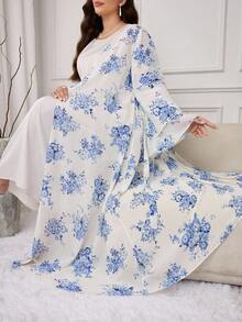 Al Najma Plus Size Women Casual Loose Waist Tie Abaya Robe