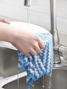 1 pieza Paño de cocina de felpa coral de color aleatorio, para cocina, baño, hogar, proveedores de artículos del hogar - Rosa - Ver 3