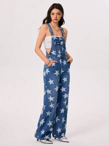 Rivivi 休闲有趣的百搭星星印花牛仔背带裤和连体裤