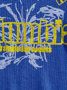 ROMWE MEN Prep Men's Letter Printed Polo Collar Knit Sweater - Blue - View 6