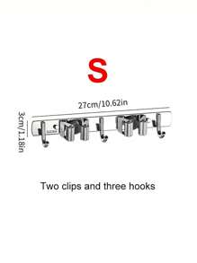 1 件拖把和扫帚架壁挂式扫帚挂架拖把收纳工具架不锈钢重型实用挂钩适用于家庭厨房花园洗衣房车库壁橱 304 不锈钢拖把夹，无需钻孔多功能挂架，拖把挂钩，浴室扫帚收纳架家居浴室装饰夏季