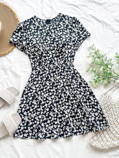 Soleia Floral Print Flared Hem Dress,Summer Dresses For Women