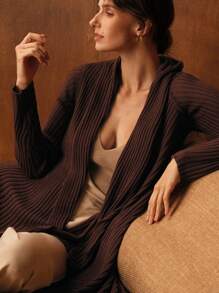 MOTF PREMIUM ASYMMETRICAL HEM SHAWL COLLAR RIBBED KNIT CARDIGAN