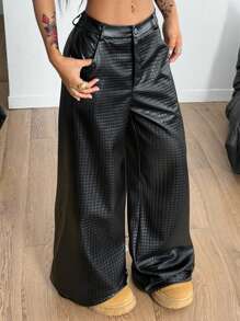 Coolane Calça Cargo Feminina Estilo Hippie, Estilo Rapper, Para Festival De Música, Estilo Streetwear, Básica,, Preta - Preto - Ver 5