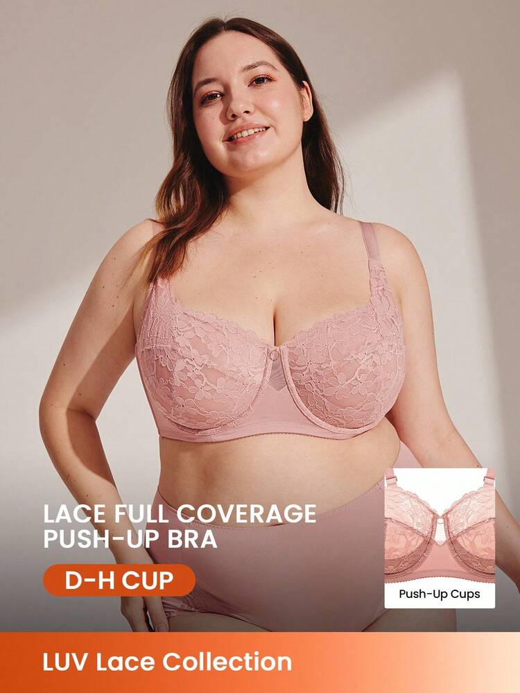 Plus Full Coverage Lace Mesh Bra
