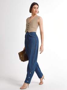 Quần jeans ống loe nữ kiểu dáng thường ngày, thích hợp cho kỳ nghỉ. - Rửa tối - Xem 4