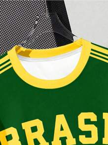 SHEIN Bolty Tween Boys' Casual Minimalist Short Sleeve Crew Neck T-Shirt, Suitable For Summer - Multicolor - View 4