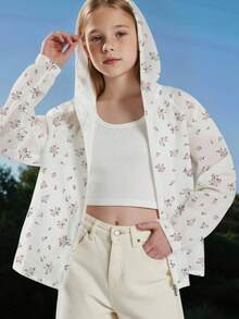 Girls' Sweet & Spicy Fitted Fuzzy Cuff Hooded Knit Sweater, Versatile For Spring & Autumn Fall Winter - White - View 7